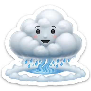 3D render of Fog, miniature weather phenomenon, volumetric particle effects,dense blue-grey cloud bank obscuring the ground, elemental energy, emoji style, isolated on white background --v 6.0. sticker