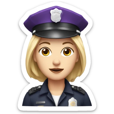  white woman in purple police hat sticker
