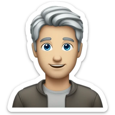 Blue eyed man with dark gray hair  sticker