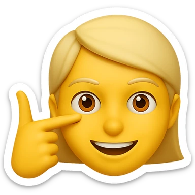 Edit the stylized emoji face so it points the finger gun at its temple, referencing the 'blowing brains out' pose (not graphic), with a smile. Keep the background transparent. sticker