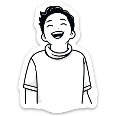 person with hands around their neck laughing  sticker