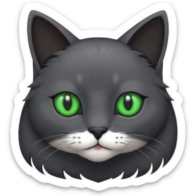 completely solid dark grey cat with green eyes and white paws sticker