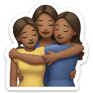 Mom and sisters hug sticker