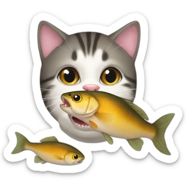 fish eating cat sticker