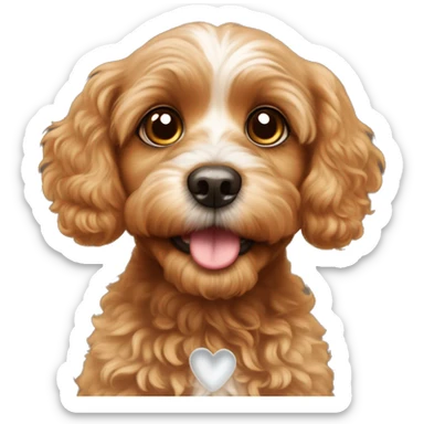 Cavapoo looking up with big, heart-melting eyes. Maybe add sparkles and tiny hearts around the eyes  sticker
