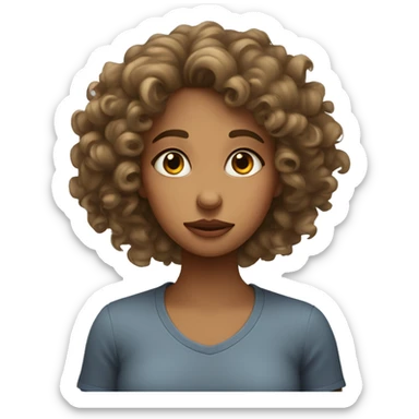 girl with curly hair tan girl rolling her eyes sticker