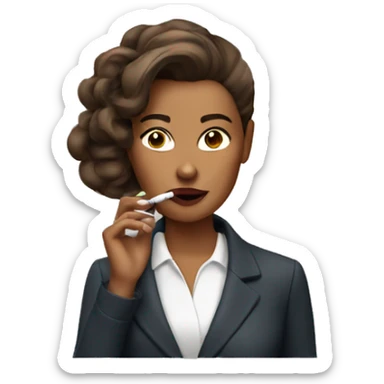 woman with brown blow out hairstyle smoking a cigarette  sticker