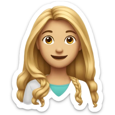 girl with long hairs and smiling  sticker