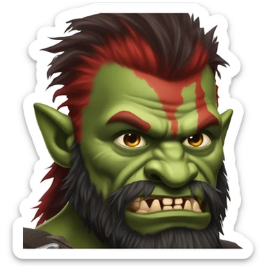 Berserker orc with red beard & red mohican sticker