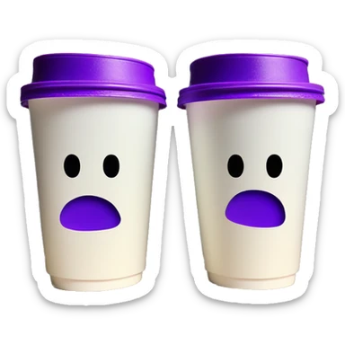 Two styrofoam cups stacked with purple drink inside sticker