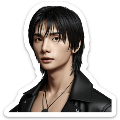 fashionable young man in leather sticker