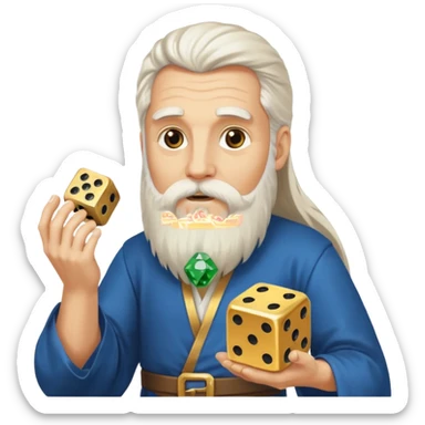 The God in the Bible holding dices on his hands sticker