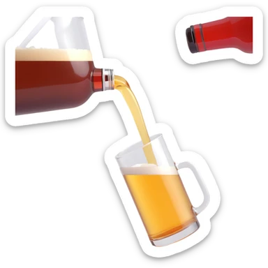 a beer being poured out in memory of a Ferrari, playful and respectful, with a hint of red to suggest Ferrari, no text sticker