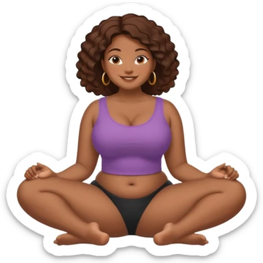 curvy black woman, back view, sitting on her soles, smiling, SFW, no explicit content sticker
