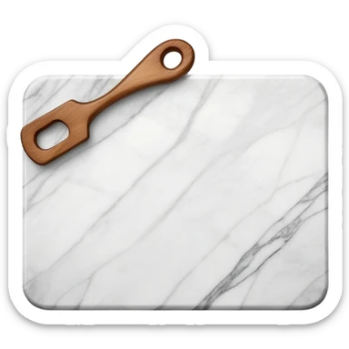 white marmor cuttingboard with a wooden handle sticker