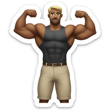 Short strong person flexing their muscles  sticker