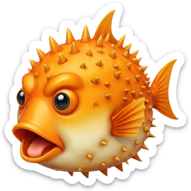 All Orange BlowFish facing completely forward all Spikes with mouth open sticker