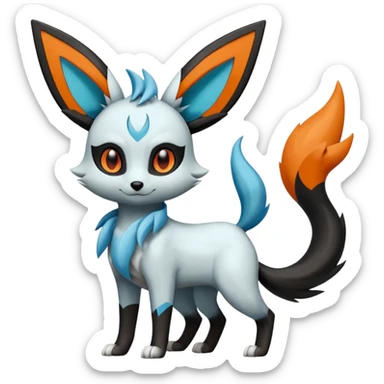Glaceon-Fennekin-Umbreon-Fakémon-hybrid-creature (full body)  sticker