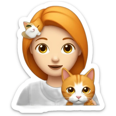 Woman with a Ginger white cat in the arms sticker