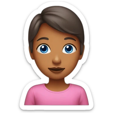 girl whith orange hear, blue eyes in pink t-short sticker