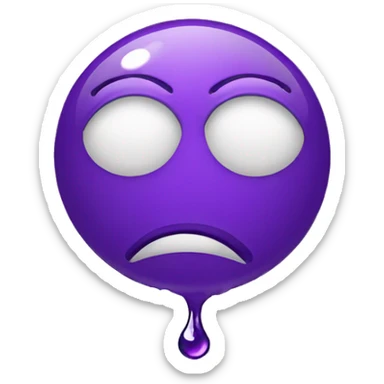 one sad emoji with a single drop coming from its eye and the emoji is purple  sticker