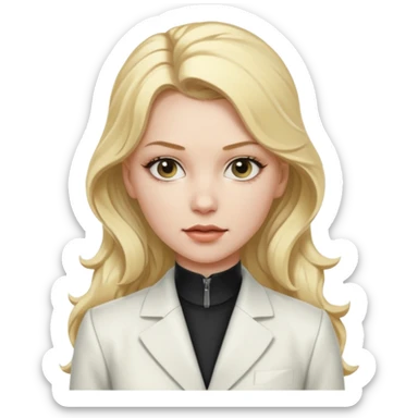 yelena belova in white widow suit with wavy blonde hair in ponytail sticker