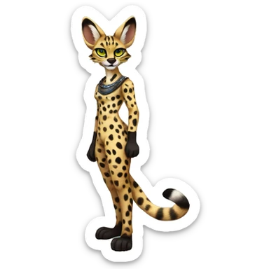 Anthro Epic Edgy Colorful Serval-Vernid full body sticker