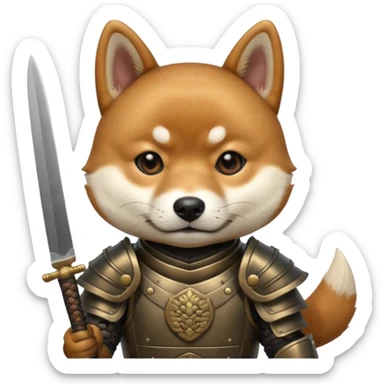 dog japan ancient samurai with small knife sticker
