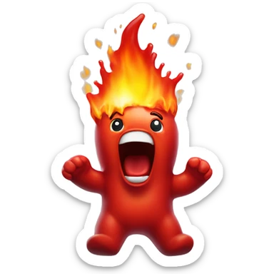 a single red gummy bear that is screaming because it is on FIRE sticker