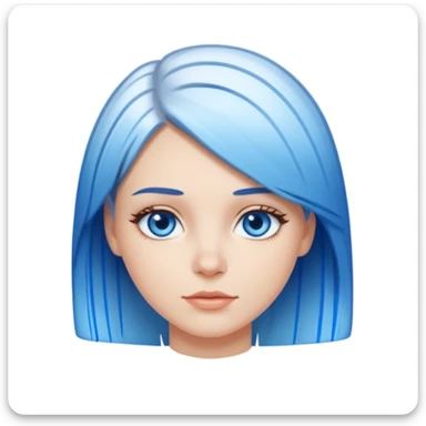 White Girl with straight short layered hair with blue streaks, blue eyes sticker
