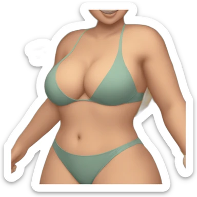 Slim-thicc Caucasian woman bikini pose (beach body) sticker