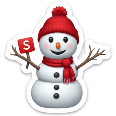 a snowman with the "S" logo and red scarf sticker