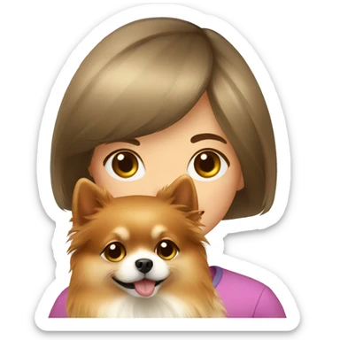 Russian girl with Pomeranian  sticker