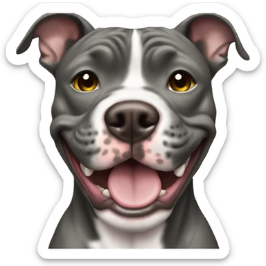 Blue brindle pitbull who is smiling sticker