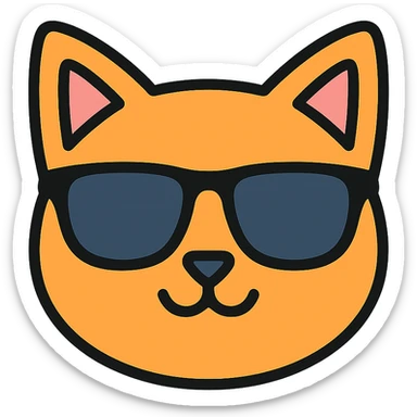 cat wearing sunglasses, close-up face sticker