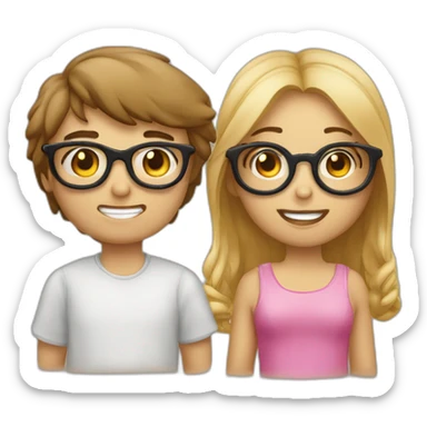 Emoji d'un garçon a lunette qui tire la langue a une fille sticker