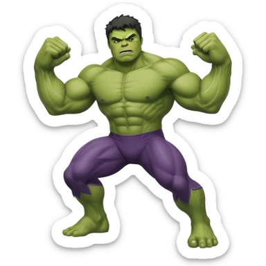 Hulk muscular green superhero in a dynamic pose sticker