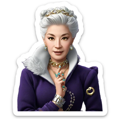 white haired girl with jewelry sticker