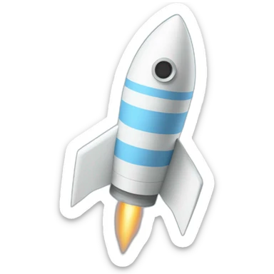 Rocket painted in light blue and white stripes sticker