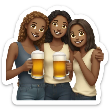 Five girls drinking pints of beer sticker