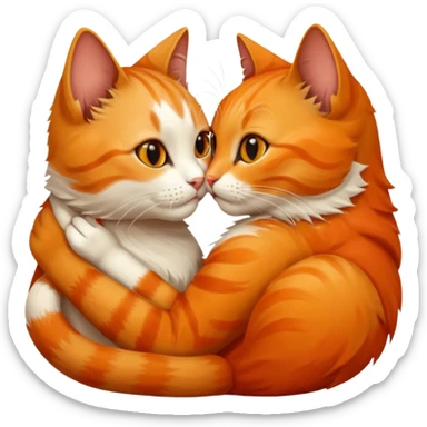 cat kisses cat autumn  sticker