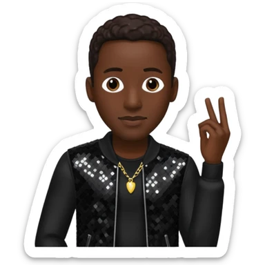 Shawn Stockman from Boyz II Men with dark brown hair, black sequin outfit sticker