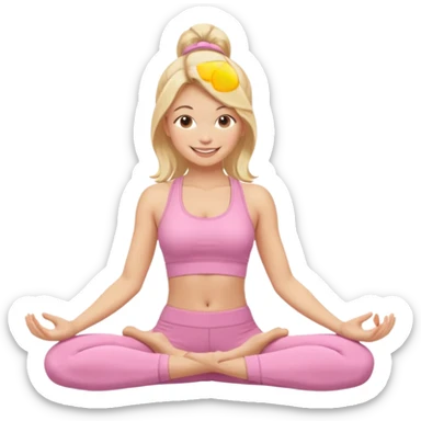 blonde yoga girl light pink clothes n sticker