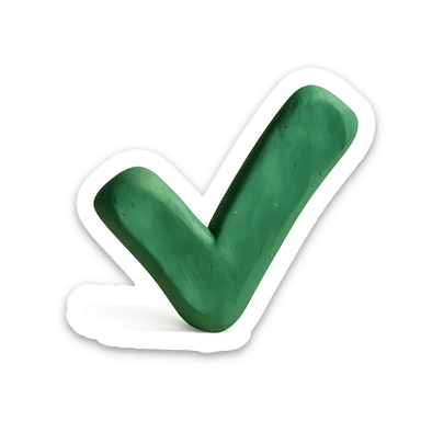 claymation style check mark symbol sticker
