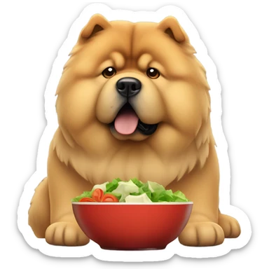 chow chow looking at salad sadly sticker