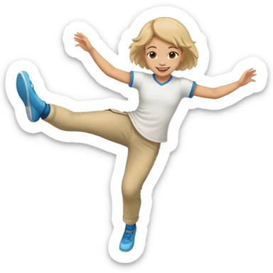 Light skin girl kicking feet in air sticker