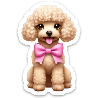 cute poodle pink bow sticker