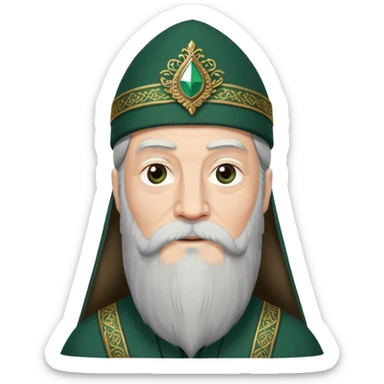 albus dumbledore with very long beard with dark green turkish fez cap and decorative motifs, no gem sticker