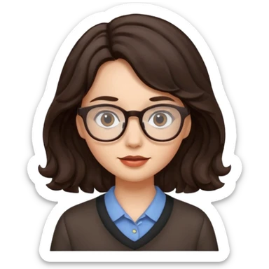 chica de cabello de un largo medio y ondulado cafe obscuro de lentes y con piel blanca sticker