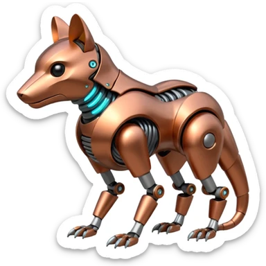 Futuristic mechanical bronze copper and silver alloy animal-creature sticker